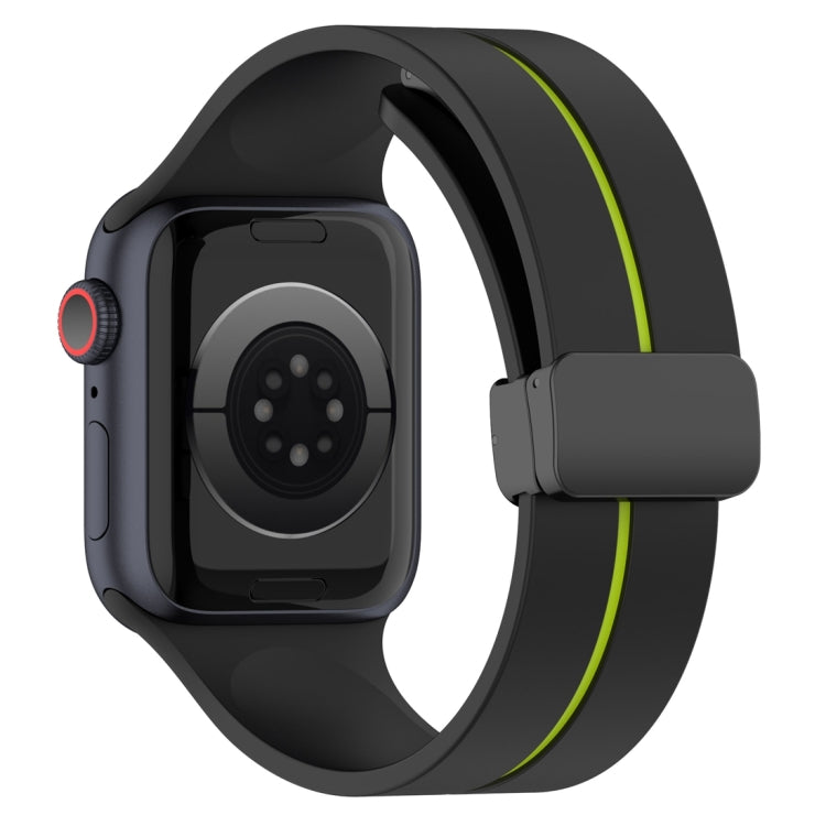 Two Color Folding Buckle Silicone Watch Band For Apple Watch 2 38mm(Black+Lime) -  by PMC TechLife | Online Shopping South Africa | PMC TechLife