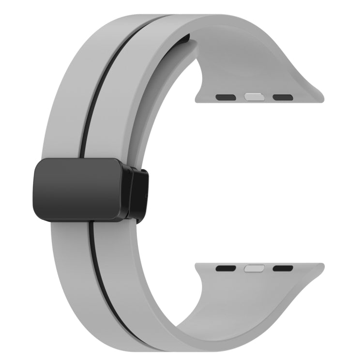 Two Color Folding Buckle Silicone Watch Band For Apple Watch 2 38mm(Light Grey+Black) -  by PMC TechLife | Online Shopping South Africa | PMC TechLife