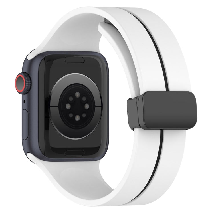 Two Color Folding Buckle Silicone Watch Band For Apple Watch 38mm(White+Black) -  by PMC TechLife | Online Shopping South Africa | PMC TechLife