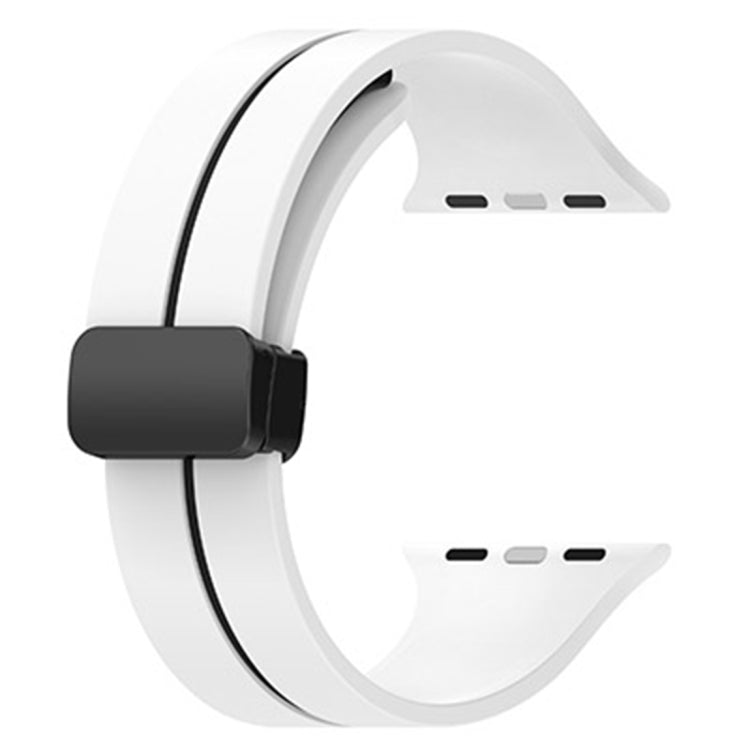 Two Color Folding Buckle Silicone Watch Band For Apple Watch 38mm(White+Black) -  by PMC TechLife | Online Shopping South Africa | PMC TechLife