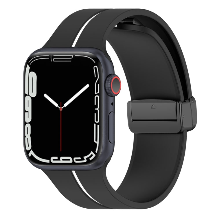 Two Color Folding Buckle Silicone Watch Band For Apple Watch 38mm(Black+White) -  by PMC TechLife | Online Shopping South Africa | PMC TechLife