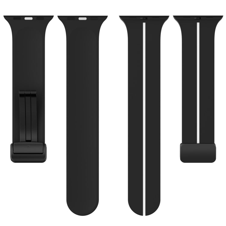 Two Color Folding Buckle Silicone Watch Band For Apple Watch 38mm(Black+White) -  by PMC TechLife | Online Shopping South Africa | PMC TechLife