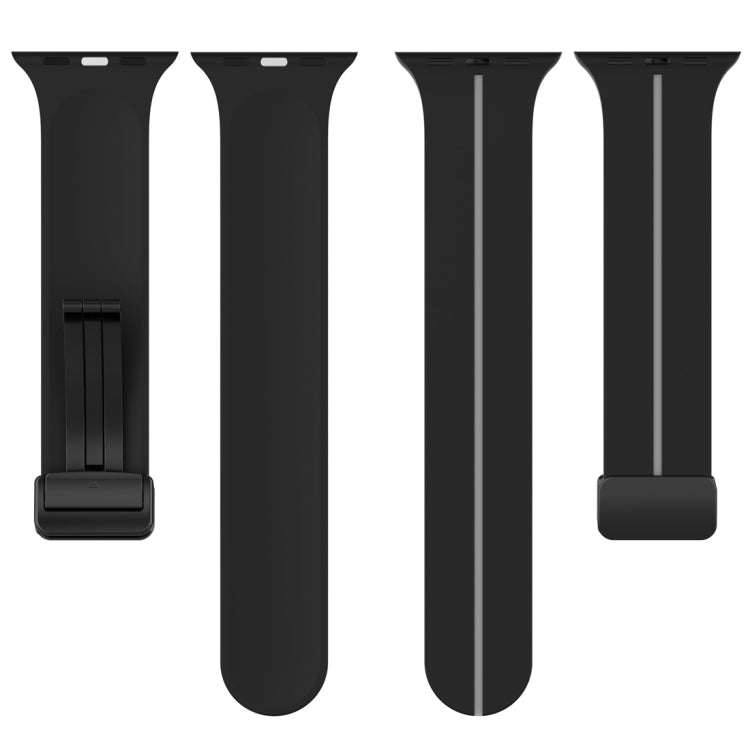 Two Color Folding Buckle Silicone Watch Band For Apple Watch 38mm(Black+Grey) -  by PMC TechLife | Online Shopping South Africa | PMC TechLife
