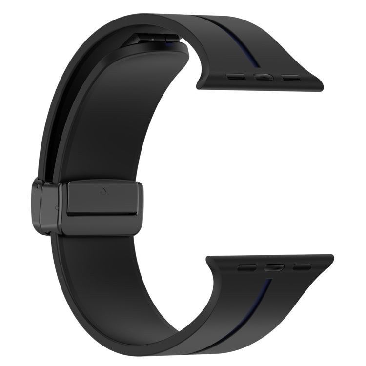 Two Color Folding Buckle Silicone Watch Band For Apple Watch 38mm(Black+Blue) -  by PMC TechLife | Online Shopping South Africa | PMC TechLife