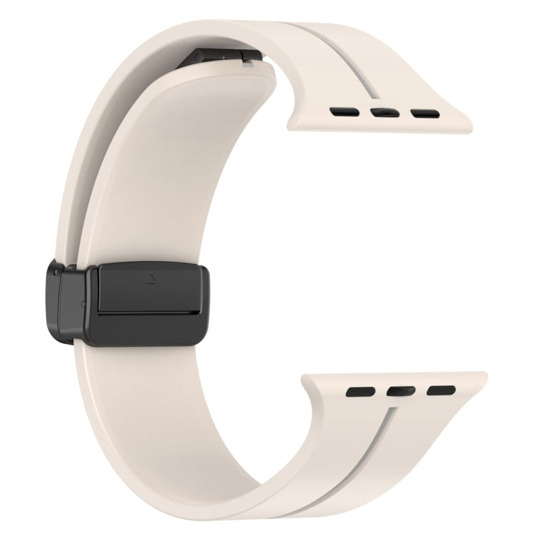 Two Color Folding Buckle Silicone Watch Band For Apple Watch 42mm(Starlight+Grey) -  by PMC TechLife | Online Shopping South Africa | PMC TechLife