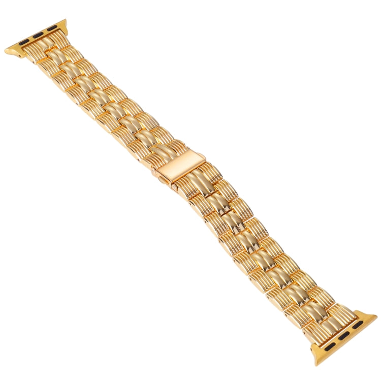 3-Beads Stripe Metal Watch Band For Apple Watch 7 45mm(Gold) -  by PMC TechLife | Online Shopping South Africa | PMC TechLife