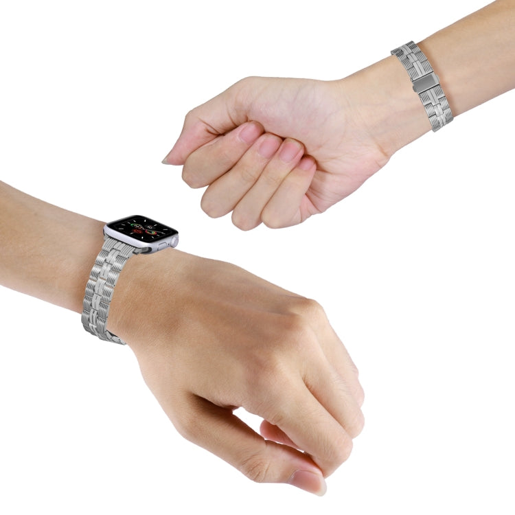 3-Beads Stripe Metal Watch Band For Apple Watch SE 44mm(Silver) -  by PMC TechLife | Online Shopping South Africa | PMC TechLife