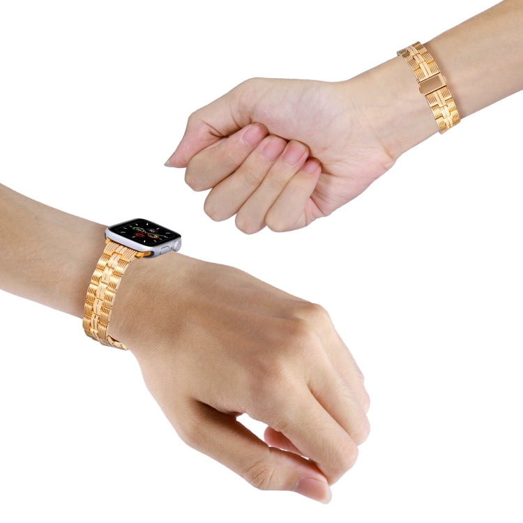 3-Beads Stripe Metal Watch Band For Apple Watch 4 40mm(Gold) -  by PMC TechLife | Online Shopping South Africa | PMC TechLife