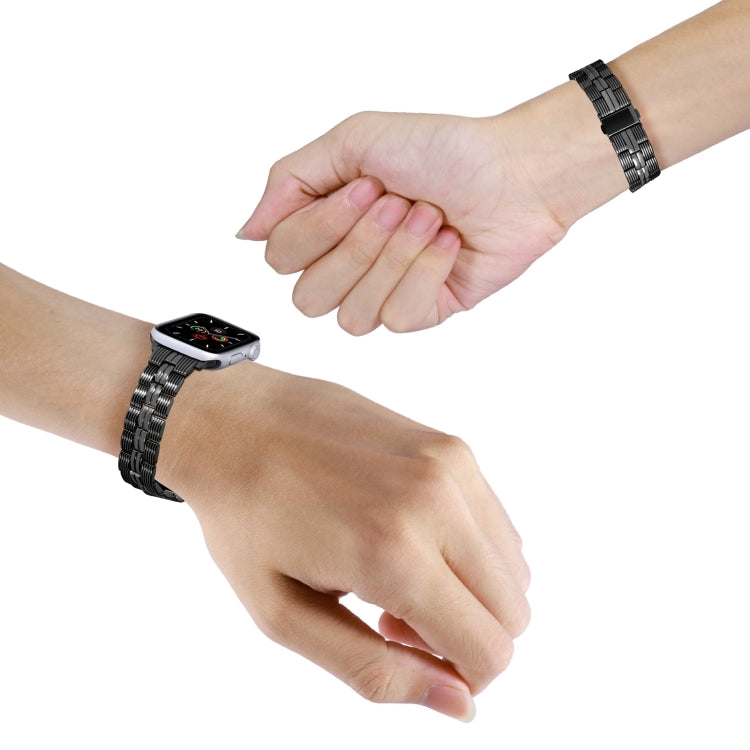 3-Beads Stripe Metal Watch Band For Apple Watch 3 38mm(Black) -  by PMC TechLife | Online Shopping South Africa | PMC TechLife