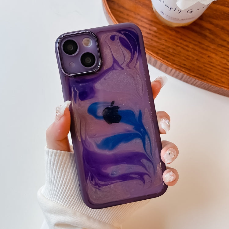 For iPhone 13 Oil Painting Electroplating TPU Phone Case(Purple) - iPhone 13 Cases by PMC Jewellery | Online Shopping South Africa | PMC Jewellery