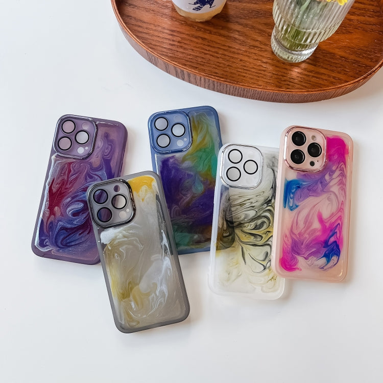 For iPhone 13 Pro Oil Painting Electroplating TPU Phone Case(Purple) - iPhone 13 Pro Cases by PMC Jewellery | Online Shopping South Africa | PMC Jewellery