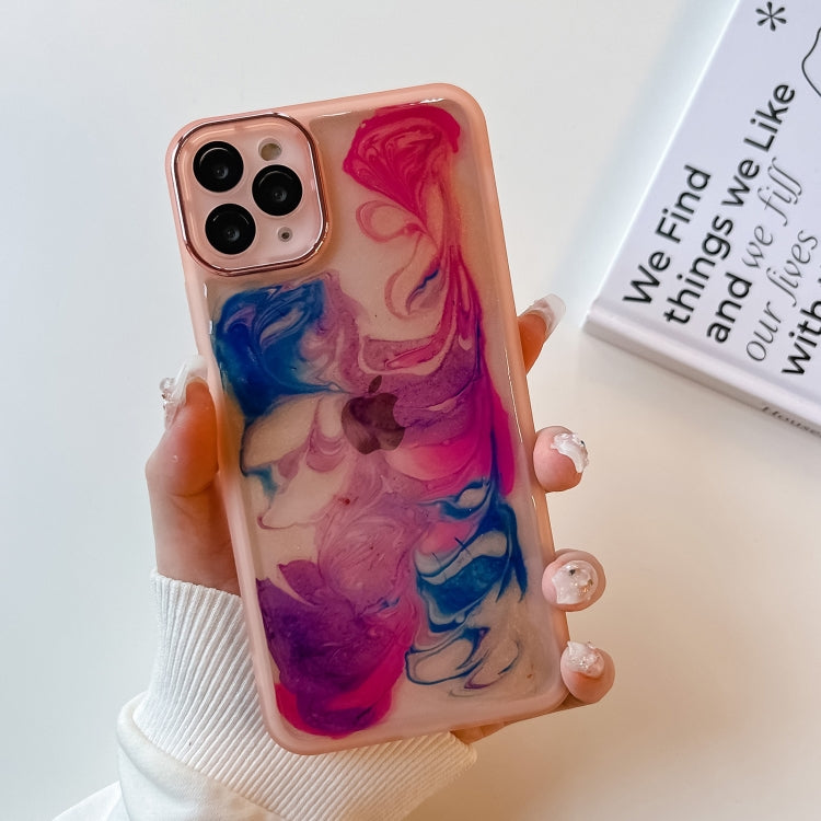 For iPhone 11 Pro Max Oil Painting Electroplating TPU Phone Case(Pink) - iPhone 11 Pro Max Cases by PMC TechLife | Online Shopping South Africa | PMC TechLife