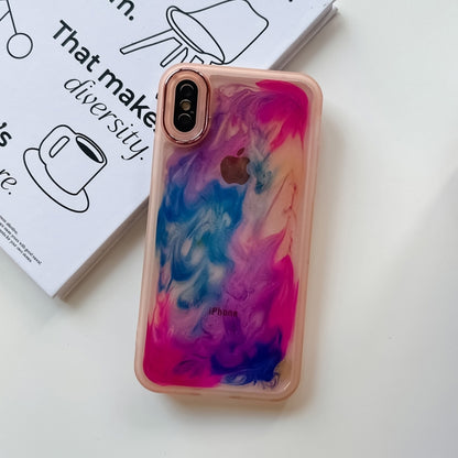 For iPhone X / XS Oil Painting Electroplating TPU Phone Case(Pink) - More iPhone Cases by PMC Jewellery | Online Shopping South Africa | PMC Jewellery