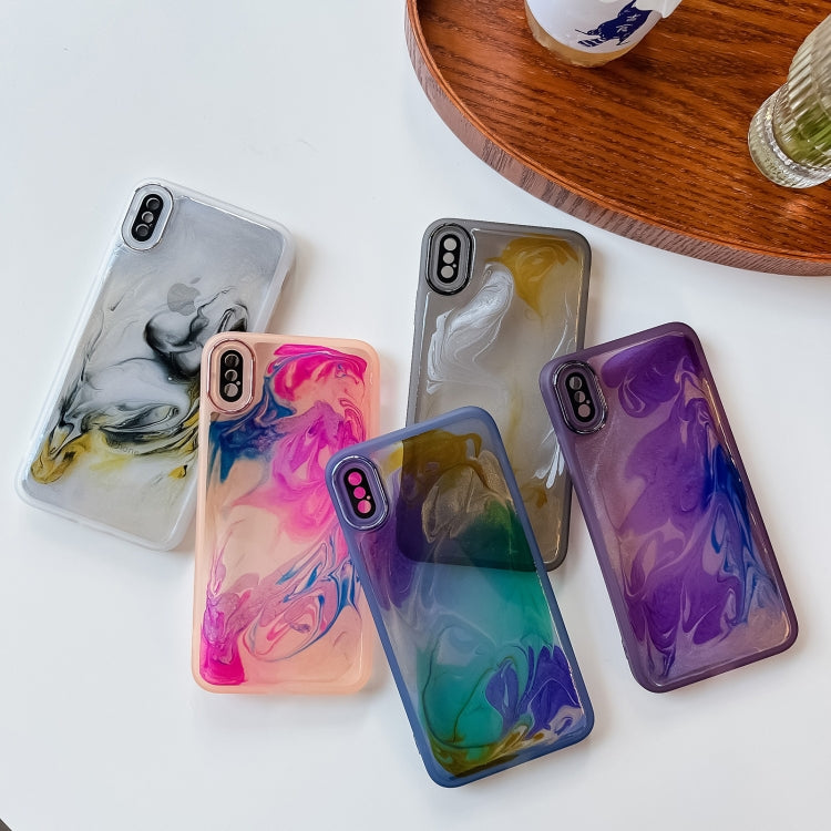 For iPhone XS Max Oil Painting Electroplating TPU Phone Case(Grey) - More iPhone Cases by PMC Jewellery | Online Shopping South Africa | PMC Jewellery