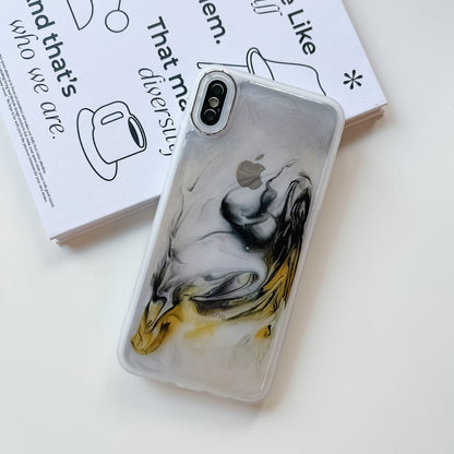 For iPhone XS Max Oil Painting Electroplating TPU Phone Case(White) - More iPhone Cases by PMC Jewellery | Online Shopping South Africa | PMC Jewellery