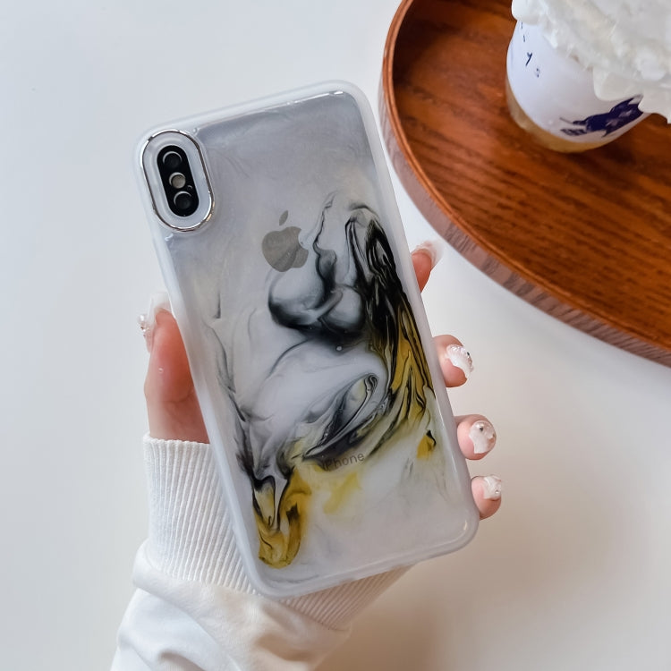 For iPhone XS Max Oil Painting Electroplating TPU Phone Case(White) - More iPhone Cases by PMC Jewellery | Online Shopping South Africa | PMC Jewellery