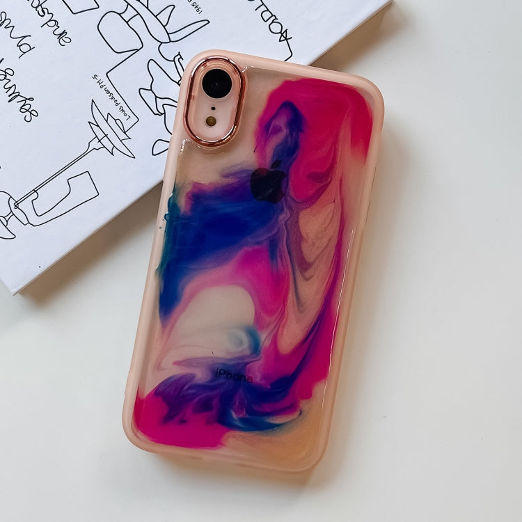 For iPhone XR Oil Painting Electroplating TPU Phone Case(Pink) - More iPhone Cases by PMC Jewellery | Online Shopping South Africa | PMC Jewellery