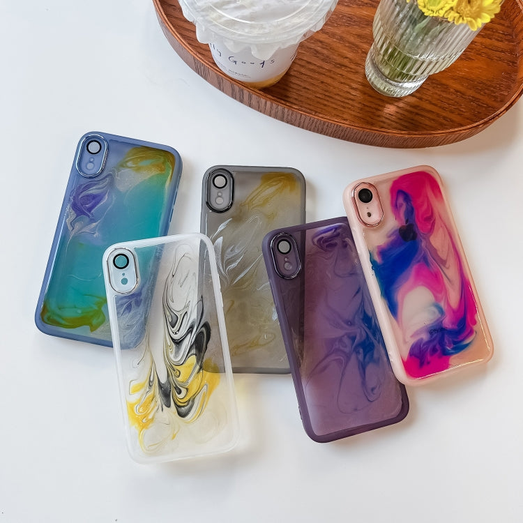 For iPhone XR Oil Painting Electroplating TPU Phone Case(Pink) - More iPhone Cases by PMC TechLife | Online Shopping South Africa | PMC TechLife