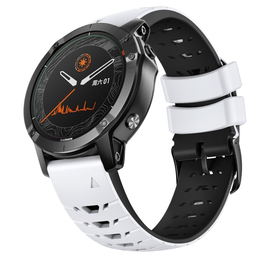 For Garmin Fenix 7 22mm Trapezoidal Quick Release Silicone Watch Band(White Black) -  by PMC Jewellery | Online Shopping South Africa | PMC Jewellery