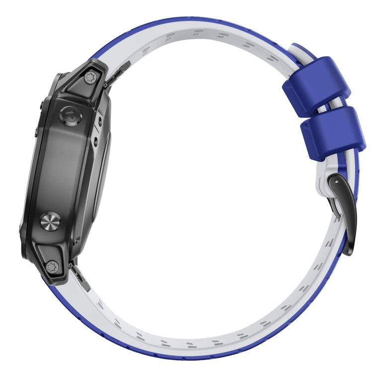 For Garmin Fenix 7 22mm Trapezoidal Quick Release Silicone Watch Band(Dark Blue White) -  by PMC Jewellery | Online Shopping South Africa | PMC Jewellery