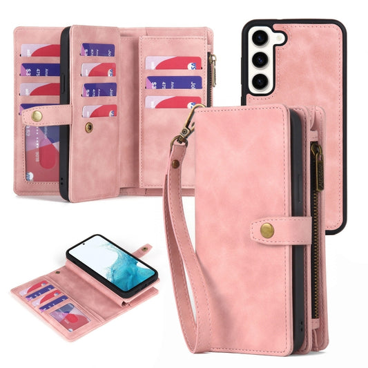 For Samsung Galaxy S21+ 5G Zipper Wallet Detachable MagSafe Leather Phone Case(Pink) - Galaxy S21+ 5G Cases by PMC Jewellery | Online Shopping South Africa | PMC Jewellery