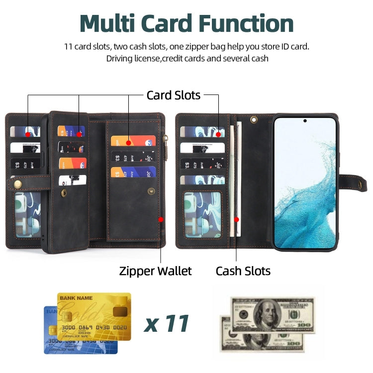 For Samsung Galaxy A50 Zipper Wallet Detachable MagSafe Leather Phone Case(Black) - Galaxy Phone Cases by PMC TechLife | Online Shopping South Africa | PMC TechLife