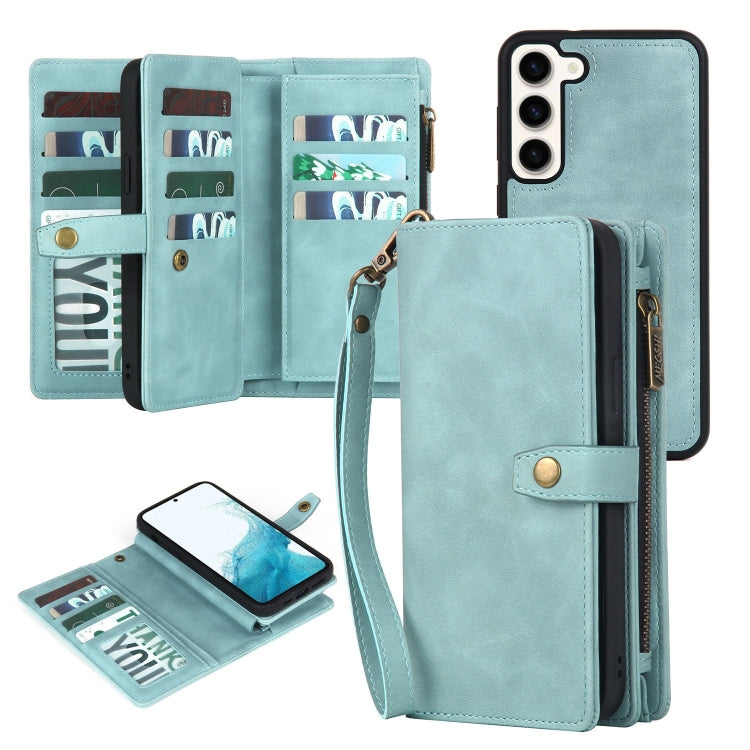 For Samsung Galaxy A50 Zipper Wallet Detachable MagSafe Leather Phone Case(Blue) - Galaxy Phone Cases by PMC TechLife | Online Shopping South Africa | PMC TechLife