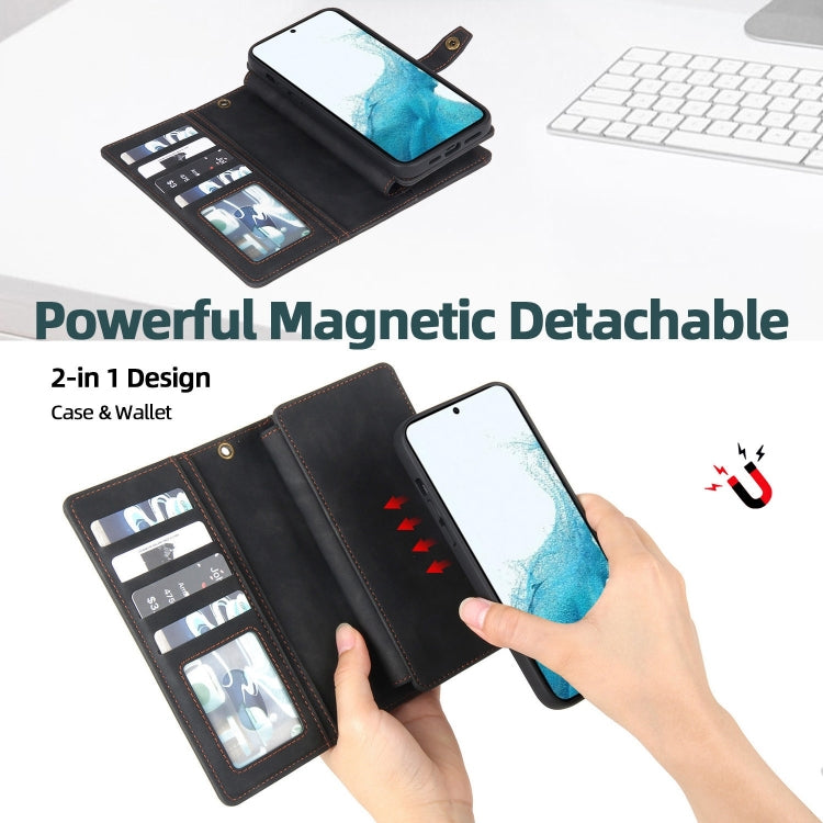 For Samsung Galaxy A70 Zipper Wallet Detachable MagSafe Leather Phone Case(Black) - Galaxy Phone Cases by PMC TechLife | Online Shopping South Africa | PMC TechLife