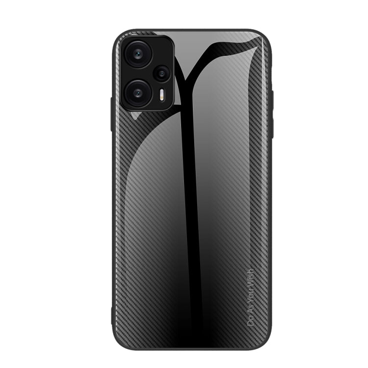 For Xiaomi Redmi Note 12 Turbo Texture Gradient Glass TPU Phone Case(Black) - free shipping - PMC TechLife - Order now!