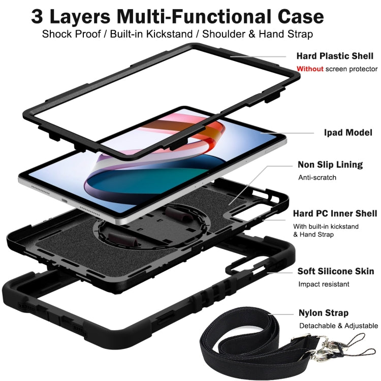 For Xiaomi Redmi Pad 10.61 360 Degree Rotation PC Contrast Silicone Tablet Case(Black) - free shipping - PMC TechLife - Order now!