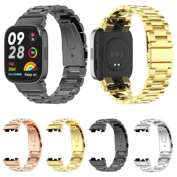 For Redmi Watch 3 Mijobs Three-Bead Metal Stainless Steel Watch Band(Gold) -  by MIJOBS | Online Shopping South Africa | PMC Jewellery