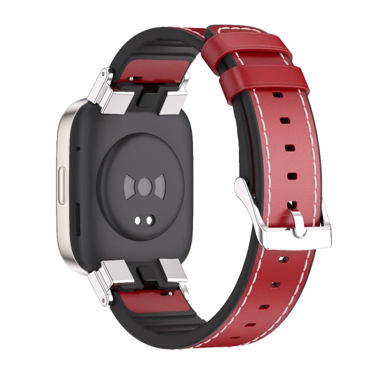 For Redmi Watch 3 Mijobs TPU Leather Watch Band(Red Silver) -  by MIJOBS | Online Shopping South Africa | PMC Jewellery