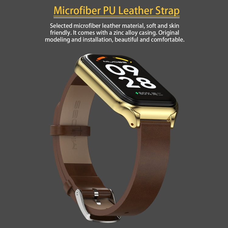 For Xiaomi Smart Band 8 Active / Redmi Band 2 Mijobs Metal Shell Microfiber PU Leather Watch Band(Black) - free shipping - PMC TechLife - Order now!