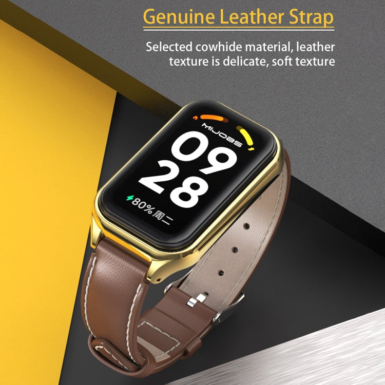 For Xiaomi Smart Band 8 Active / Redmi Band 2 Mijobs Metal Shell Microfiber PU Leather Watch Band(Red Silver) - Watch Bands by MIJOBS | Online Shopping South Africa | PMC TechLife | Buy Now Pay Later Mobicred