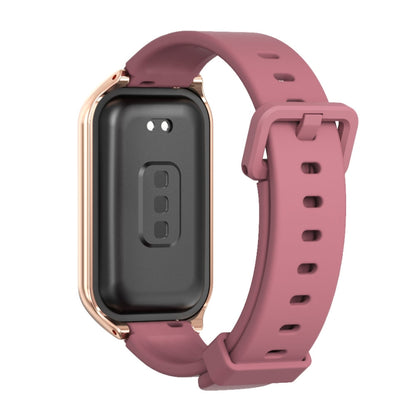 For Redmi Band 2 Mijobs Metal Shell Silicone Watch Band(Wine Red Rose Gold) -  by MIJOBS | Online Shopping South Africa | PMC Jewellery