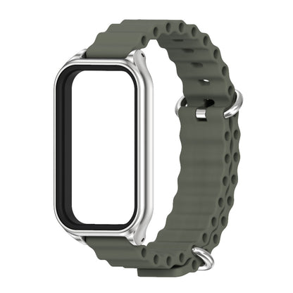 For Redmi Band 2 Mijobs Metal Shell Ocean Silicone Watch Band(khaki Green Silver) -  by MIJOBS | Online Shopping South Africa | PMC Jewellery