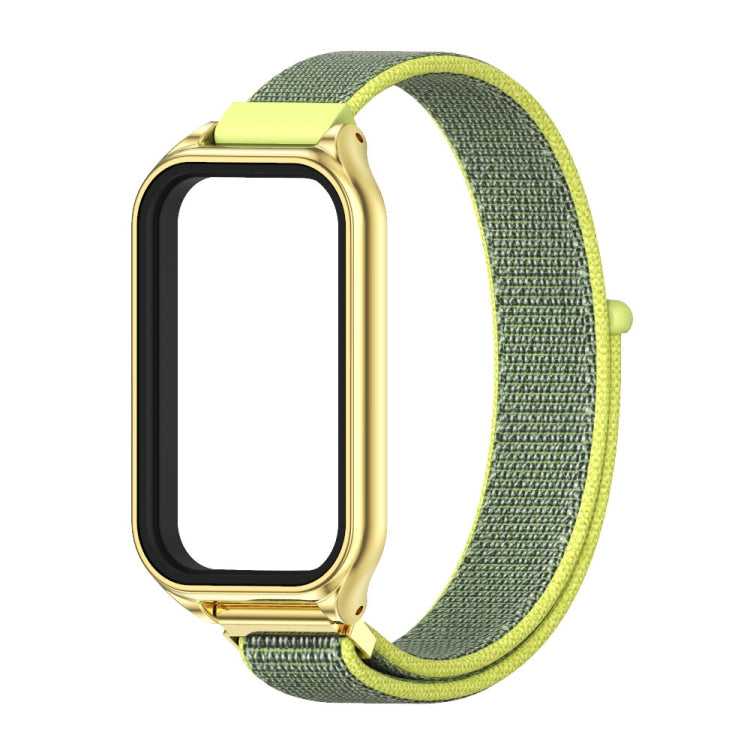 For Xiaomi Smart Band 8 Active / Redmi Band 2 Mijobs Metal Shell Breathable Nylon Loop Watch Band(Bright Yellow Gold) - Watch Bands by MIJOBS | Online Shopping South Africa | PMC TechLife | Buy Now Pay Later Mobicred