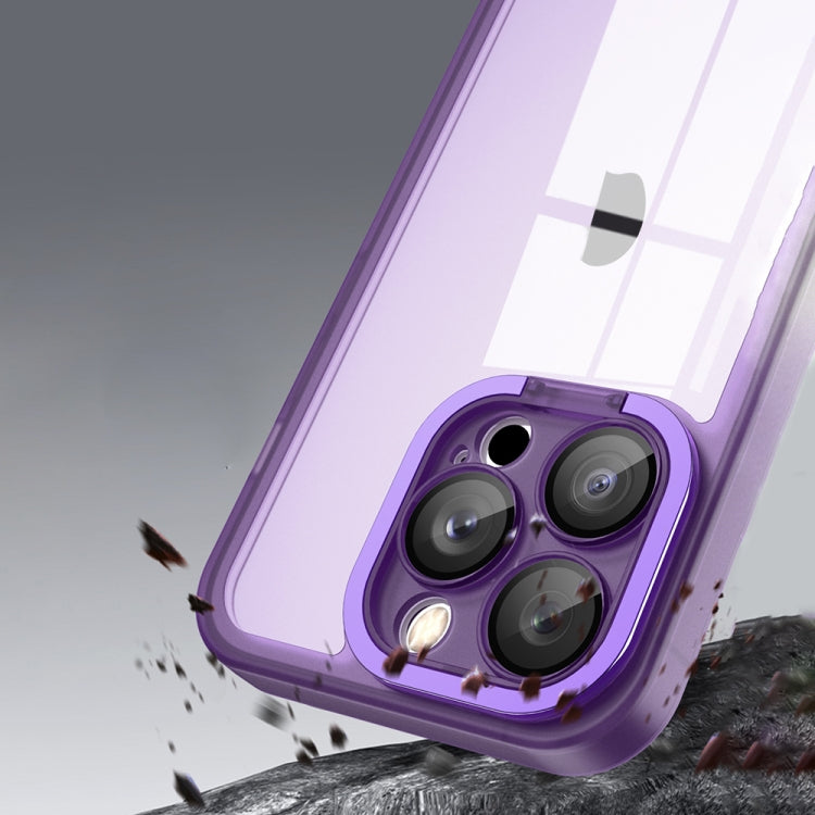 For iPhone 13 Pro Max Invisible Lens Bracket Matte Transparent Phone Case(Purple) - iPhone 13 Pro Max Cases by PMC Jewellery | Online Shopping South Africa | PMC Jewellery