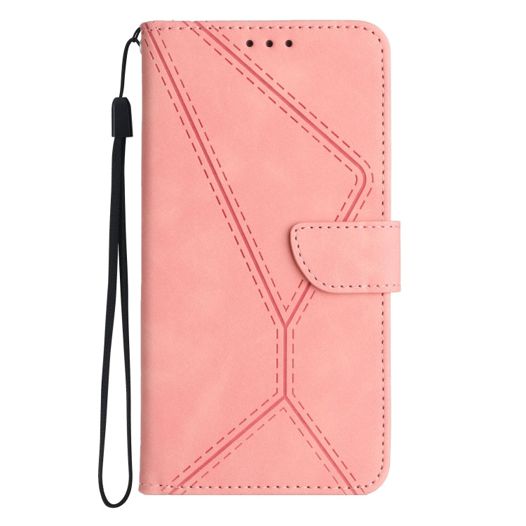 For iPhone 12 Pro Max Stitching Embossed Leather Phone Case(Pink) - iPhone 12 Pro Max Cases by PMC Jewellery | Online Shopping South Africa | PMC Jewellery