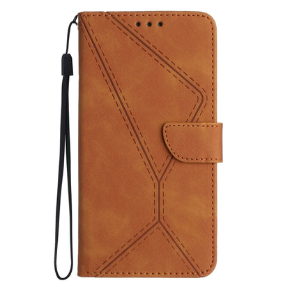 For iPhone 14 Plus Stitching Embossed Leather Phone Case(Brown) - iPhone 14 Plus Cases by PMC Jewellery | Online Shopping South Africa | PMC Jewellery