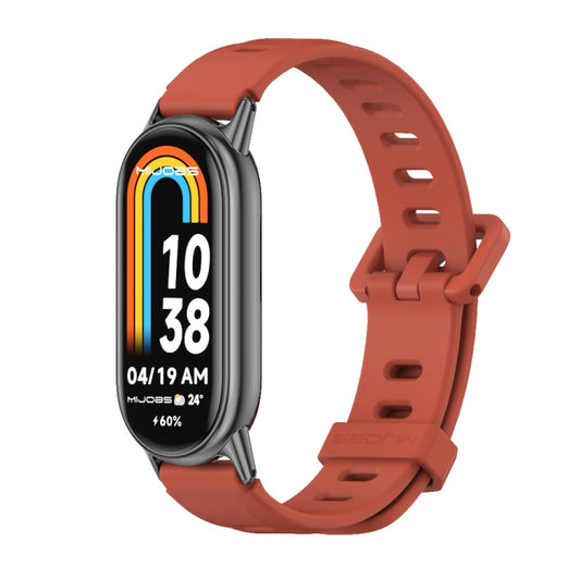 For Xiaomi Mi Band 8 Mijobs Flat Hole Breathable Silicone Watch Band(Orange+Black) -  by MIJOBS | Online Shopping South Africa | PMC Jewellery