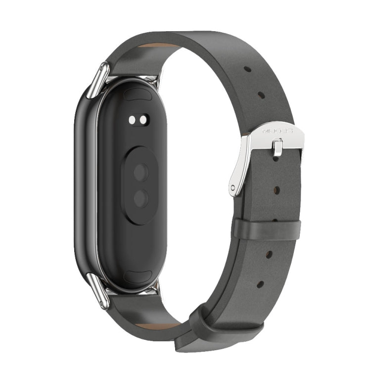 For Xiaomi Mi Band 8 Mijobs Microfiber PU Leather Watch Band(Grey Silver) -  by MIJOBS | Online Shopping South Africa | PMC Jewellery