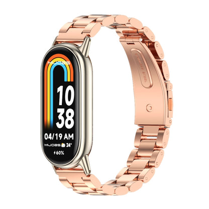 For Xiaomi Mi Band 8 Mijobs Three Bead Stainless Steel Watch Band(Rose Gold+Light Gold) -  by MIJOBS | Online Shopping South Africa | PMC Jewellery