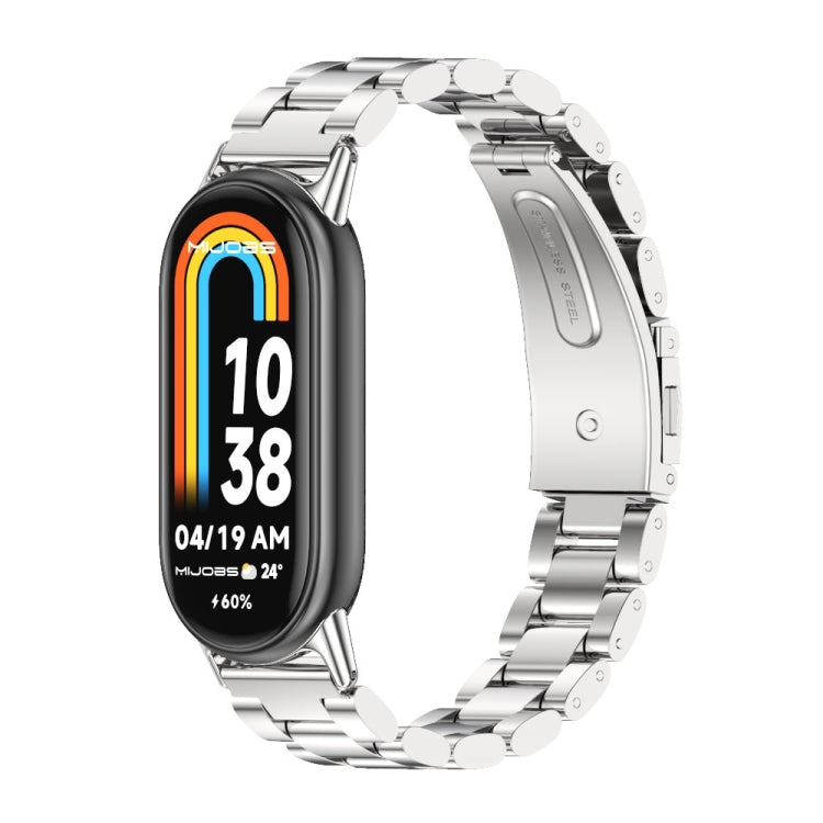 For Xiaomi Mi Band 8 Mijobs Three Bead Stainless Steel Watch Band(Silver) -  by MIJOBS | Online Shopping South Africa | PMC Jewellery