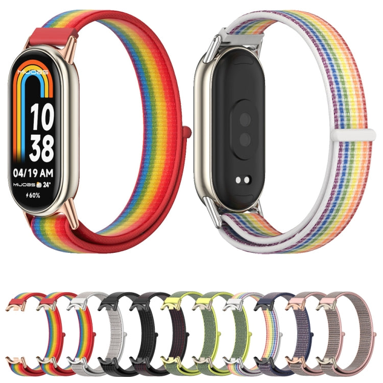 For Xiaomi Mi Band 8 Mijobs Breathable Nylon Loop Watch Band(Rainbow Light Gold) -  by MIJOBS | Online Shopping South Africa | PMC Jewellery