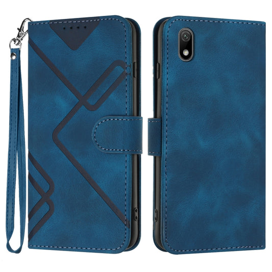 For Honor 8S Line Pattern Skin Feel Leather Phone Case(Royal Blue) - Honor Cases by PMC Jewellery | Online Shopping South Africa | PMC Jewellery