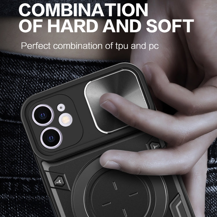 For iPhone 12 CD Texture Sliding Camshield Magnetic Holder Phone Case(Purple) - free shipping - PMC TechLife - Order now!