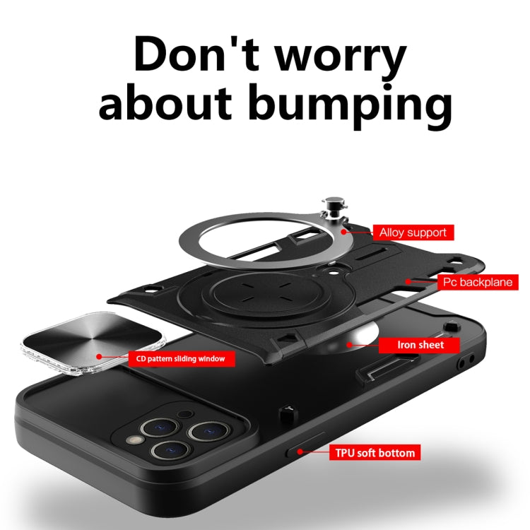For iPhone 12 Pro CD Texture Sliding Camshield Magnetic Holder Phone Case(Blue) - free shipping - PMC TechLife - Order now!
