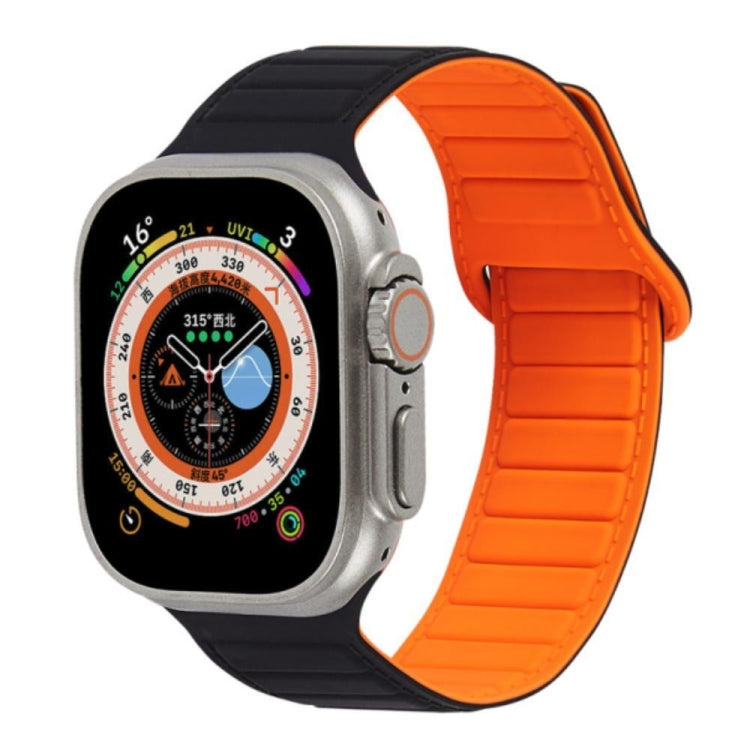 For Apple Watch 8 41mm Loop Magnetic Silicone Watch Band(Black Orange) - Watch Bands by PMC TechLife | Online Shopping South Africa | PMC TechLife