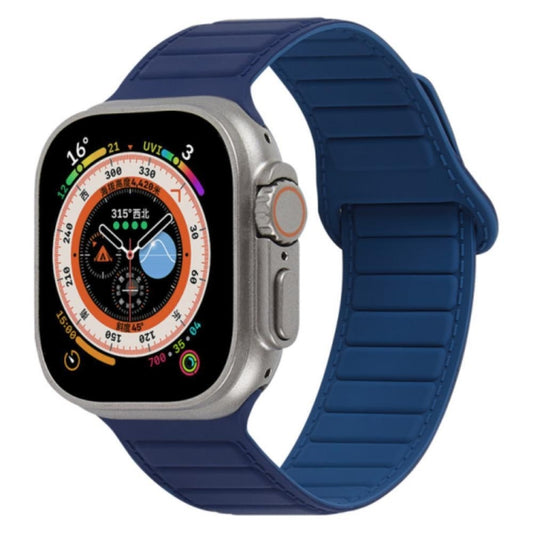 For Apple Watch 7 45mm Loop Magnetic Silicone Watch Band(Navy Blue) - Watch Bands by PMC Jewellery | Online Shopping South Africa | PMC Jewellery